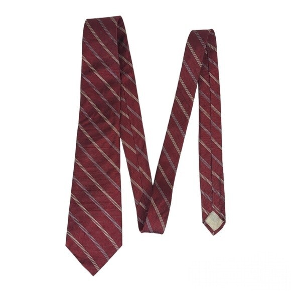 Vintage Calvin Klein Men's Silk Red Striped Tie - Picture 1 of 13